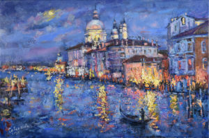 Венеция картина маслом Италия ночной городской пейзаж